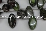 CBG25 Top-drilled 10*18mm marquise bronze green gemstone beads