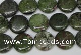 CBG36 15.5 inches 16mm flat round bronze green gemstone beads