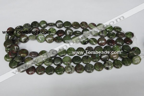 CBG36 15.5 inches 16mm flat round bronze green gemstone beads