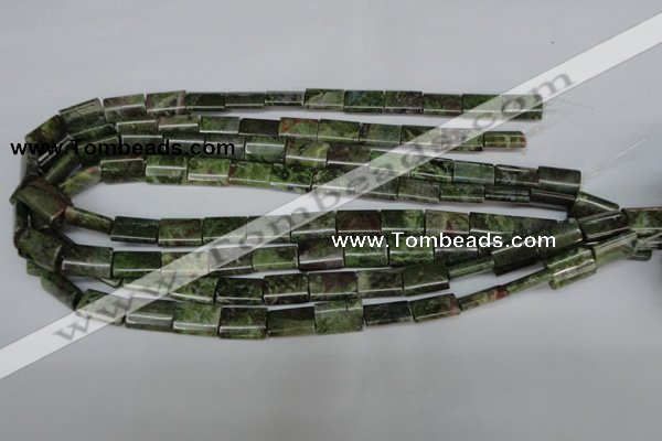 CBG50 15.5 inches 10*14mm flat tube bronze green gemstone beads