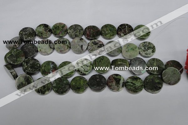 CBG61 15.5 inches 18mm coin bronze green gemstone beads