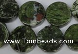 CBG63 15.5 inches 22mm coin bronze green gemstone beads