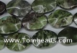 CBG65 15.5 inches 13*18mm wavy oval bronze green gemstone beads