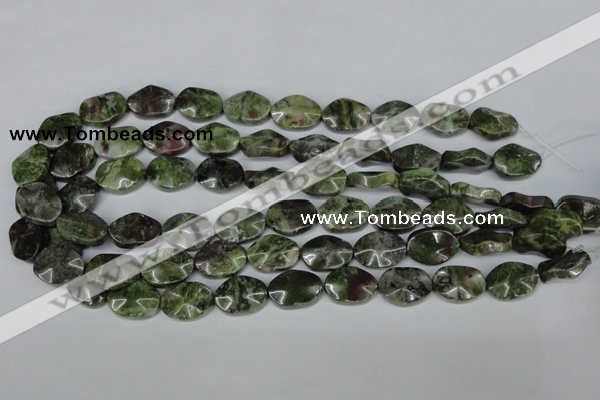 CBG65 15.5 inches 13*18mm wavy oval bronze green gemstone beads