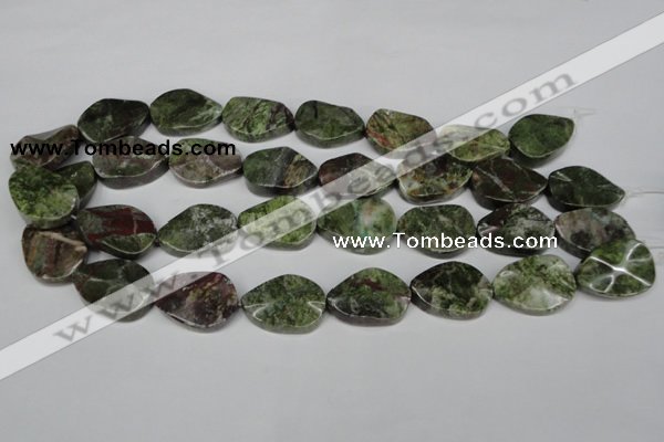 CBG67 15.5 inches 18*25mm wavy teardrop bronze green gemstone beads