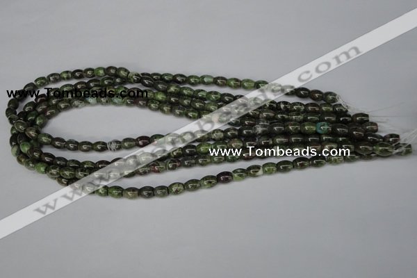 CBG78 15.5 inches 6*7mm rice bronze green gemstone beads