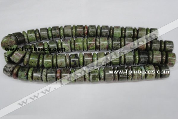 CBG82 15.5 inches 6*18mm & 11*18mm rondelle bronze green gemstone beads
