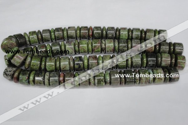 CBG82 15.5 inches 6*18mm & 11*18mm rondelle bronze green gemstone beads