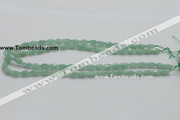 CBJ12 15.5 inches 6*10mm faceted rice jade beads wholesale