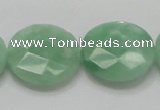 CBJ39 15.5 inches 25mm faceted flat round jade beads wholesale