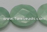 CBJ40 15.5 inches 30mm faceted flat round jade beads wholesale