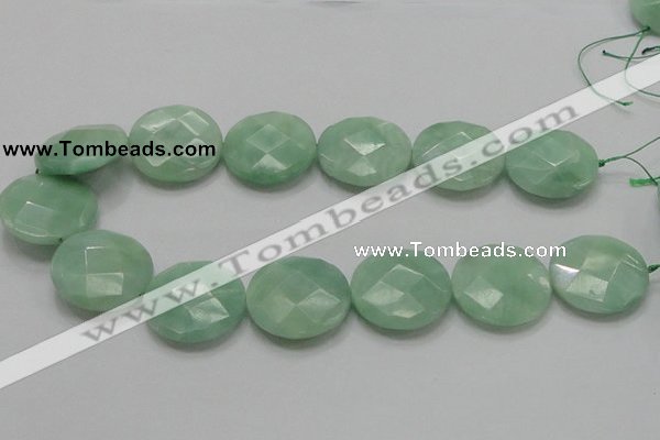 CBJ40 15.5 inches 30mm faceted flat round jade beads wholesale