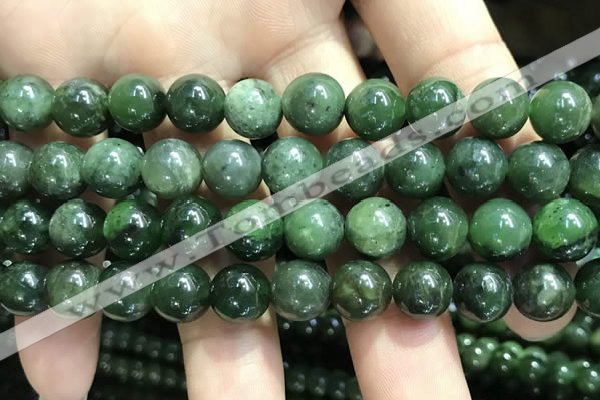 CBJ632 15.5 inches 8mm round Russian green jade beads wholesale