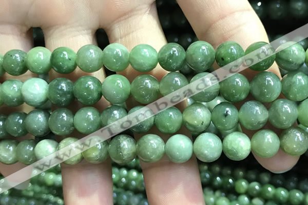 CBJ637 15.5 inches 8mm round Russian green jade beads wholesale