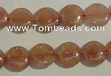 CBQ16 15.5 inches 12mm flat round strawberry quartz beads wholesale