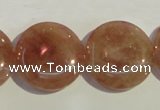 CBQ19 15.5 inches 25mm flat round strawberry quartz beads wholesale