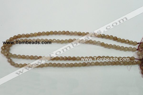 CBQ211 15.5 inches 6mm faceted round strawberry quartz beads