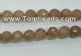 CBQ212 15.5 inches 8mm faceted round strawberry quartz beads