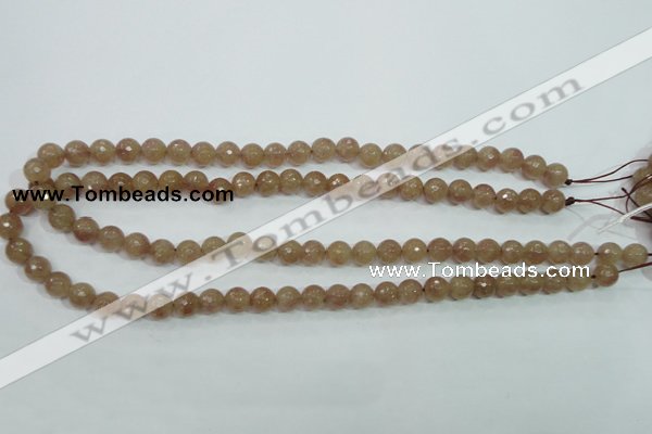 CBQ212 15.5 inches 8mm faceted round strawberry quartz beads