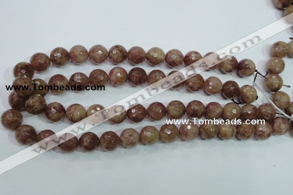 CBQ215 15.5 inches 14mm faceted round strawberry quartz beads