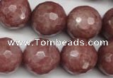 CBQ217 15.5 inches 18mm faceted round strawberry quartz beads