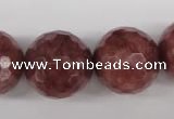 CBQ218 15.5 inches 20mm faceted round strawberry quartz beads