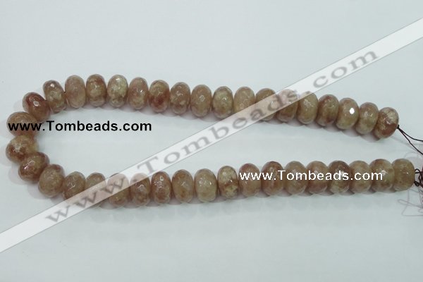 CBQ224 15.5 inches 10*16mm faceted rondelle strawberry quartz beads