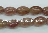 CBQ226 15.5 inches 10*14mm rice strawberry quartz beads