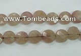 CBQ240 15.5 inches 8mm faceted coin strawberry quartz beads