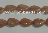 CBQ25 15.5 inches 10*14mm flat teardrop strawberry quartz beads
