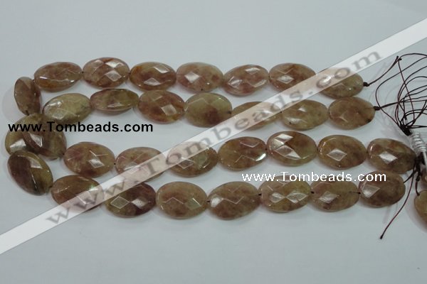 CBQ254 15.5 inches 18*25mm faceted oval strawberry quartz beads