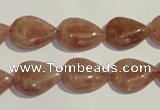 CBQ26 15.5 inches 12*16mm flat teardrop strawberry quartz beads