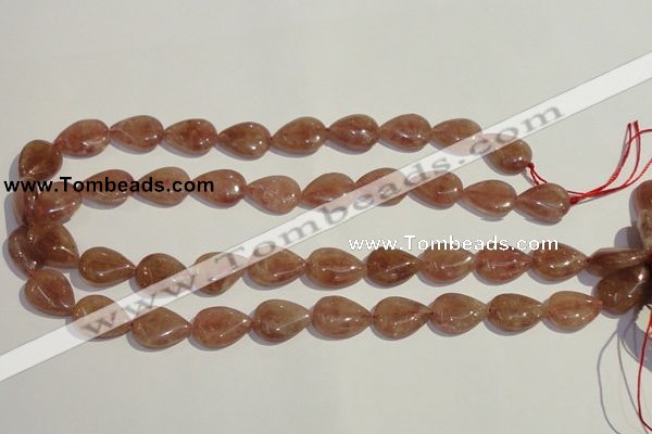 CBQ26 15.5 inches 12*16mm flat teardrop strawberry quartz beads