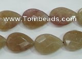 CBQ260 15.5 inches 13*18mm faceted flat teardrop strawberry quartz beads