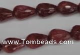 CBQ268 15.5 inches 10*15mm faceted teardrop strawberry quartz beads