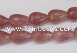 CBQ269 15.5 inches 10*15mm faceted teardrop strawberry quartz beads