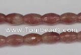 CBQ270 15.5 inches 8*12mm faceted rice strawberry quartz beads