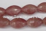 CBQ272 15.5 inches 12*18mm faceted rice strawberry quartz beads