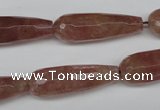 CBQ275 15.5 inches 10*30mm faceted teardrop strawberry quartz beads