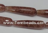 CBQ276 15.5 inches 10*40mm faceted teardrop strawberry quartz beads