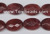 CBQ278 15.5 inches 13*18mm faceted oval strawberry quartz beads