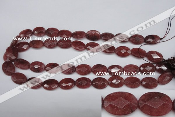 CBQ278 15.5 inches 13*18mm faceted oval strawberry quartz beads