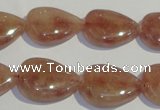 CBQ28 15.5 inches 15*20mm flat teardrop strawberry quartz beads