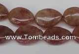 CBQ283 15.5 inches 13*18mm flat teardrop strawberry quartz beads