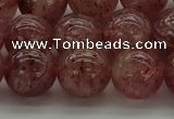 CBQ304 15.5 inches 12mm round natural strawberry quartz beads