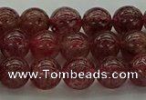 CBQ312 15.5 inches 8mm round natural strawberry quartz beads