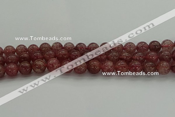 CBQ313 15.5 inches 10mm round natural strawberry quartz beads