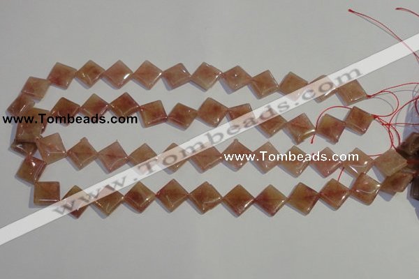 CBQ32 15.5 inches 12*12mm diamond strawberry quartz beads wholesale