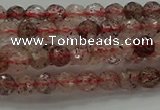 CBQ320 15.5 inches 4mm faceted round strawberry quartz beads