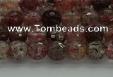 CBQ321 15.5 inches 6mm faceted round strawberry quartz beads